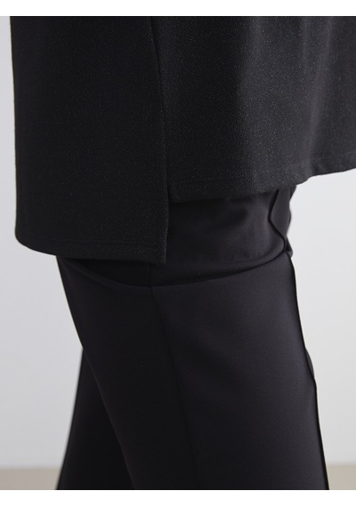 Lcw Everyday Siyah Bisiklet Yaka Oversize Kadın Tişört
