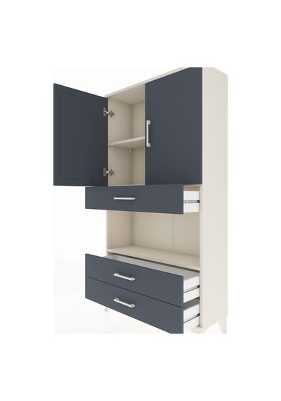 Arges Dolap 3 Raflı 3 Çekmeceli 2 Kapaklı 88x30x163 Aytaşı-antrasit Aytası
