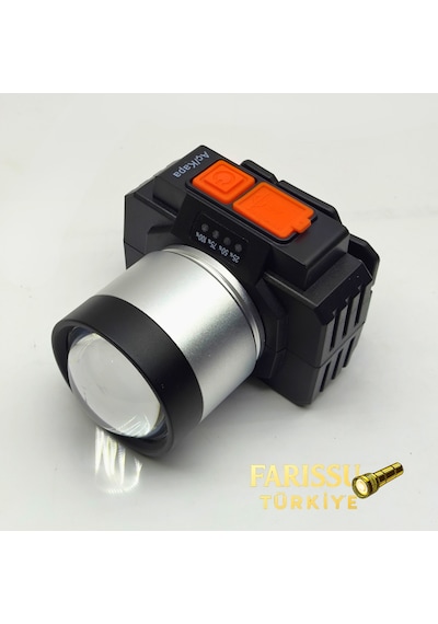 Gold Silver 2400 Lümen Güçlü Led Kafa Lambası - 4 Modlu, Sos Özellikli, Yağmur Geçirmez Gri