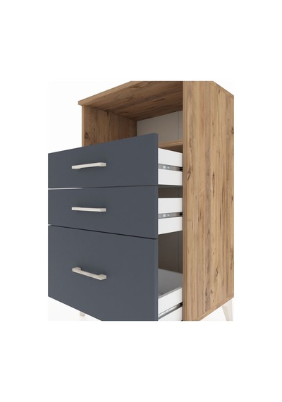 Hyperion Komodin Tek Raflı 3 Çekmeceli 60x44x106 Çam-antrasit Çam