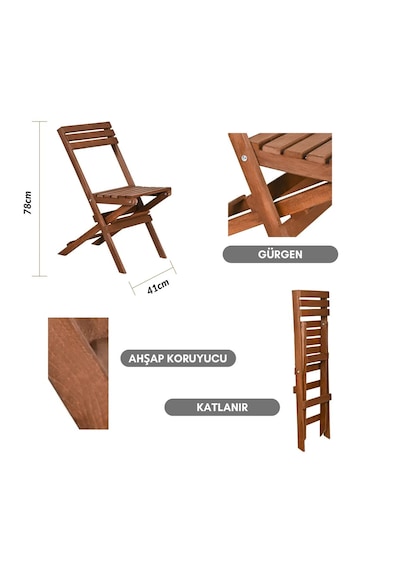 Reyo Bysay Vernikli Puf Minderli Ahşap Katlanabilir Bahçe Mutfak Balkon Teras Sandalyesi Ceviz-yeşil