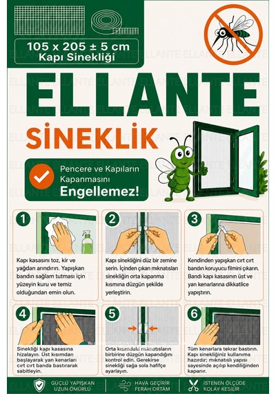 Mıknatıslı Tül Sineklik 105x205 Cm 5 Cm Kapı Sinekliği Otomatik Kapanan Manyetik Sistem Sinek V