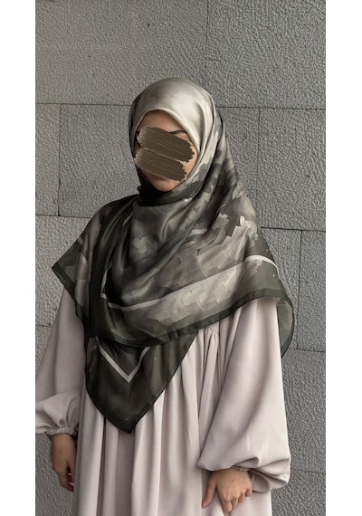Qalortex Scarf Pamuklu Soft Luna Desen Eşarp-zeytin Yeşili