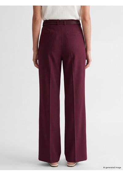 Lcwaıkıkı Classic Bordo Beli Kemerli İspanyol Paça Kadın Pantolon