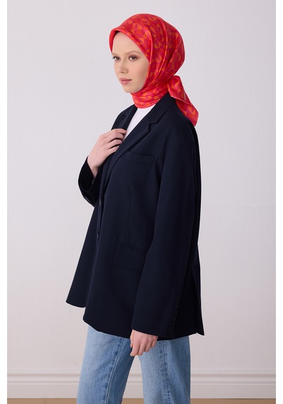 Belli Twill İpek Eşarp 4322-31 Kırmızı Kırmızı - Turuncu