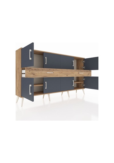 Arges Konsol 4 Raflı 2 Çekmeceli 8 Kapaklı 176x30x99 Çam-antrasit Çam-antrasit/çam Arges Konsol 4 Raflı 2 Çekmeceli 8 Kapaklı 176x30x99 Çam-antrasit Çam-antrasit/çam