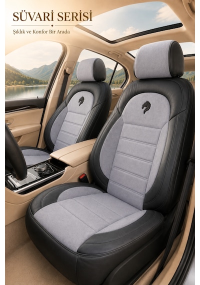 Renault Megane 1-3 1996-2016 Uyumlu Süvari Serisi Gri Siyah Oto Koltuk Kılıfı