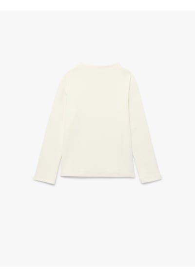 Koton Dik Yaka Modal Karışımlı Uzun Kollu Slim Fit Tişört Ekru 7wkg10187ak