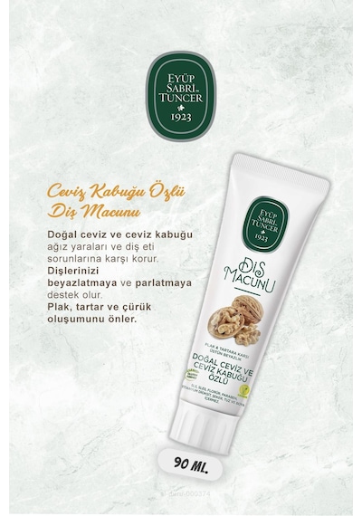 Eyüp Sabri Tuncer Doğal Ceviz ve Ceviz Kabuğu Özlü Diş Macunu 4 x 90 ML