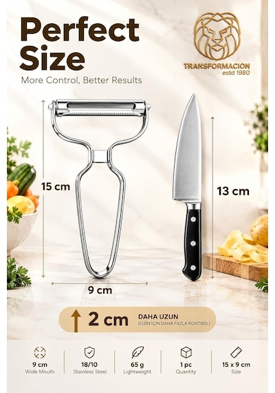 Y Tipi Sebze Meyve Soyacak 304 Paslanmaz Çelik Jülyen Dilimleyici Ergonomik Sap 15x9 Cm Diğer