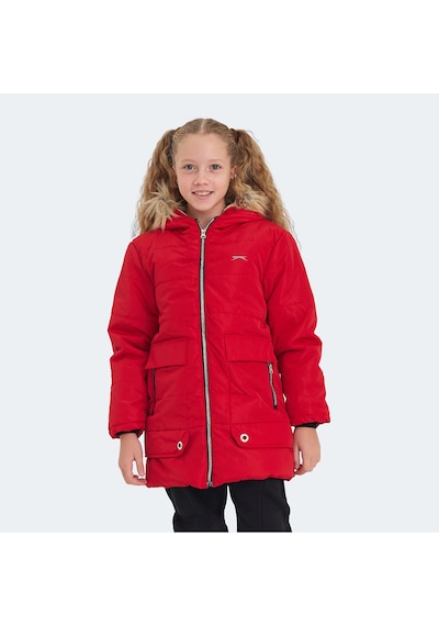 Slazenger CAMELIA Çocuk Kapüşonlu Kırmızı Mont & Kaban