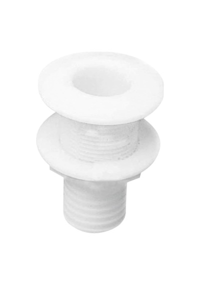 Thru-Hull W/Fl.Flange. 5/8". W/Hose Barb 15mm. Wh