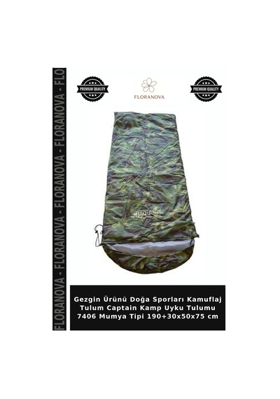 Gezgin Ürünü Doğa Sporları Kamuflaj Tulum Captain Kamp Uyku Tulumu 7406 Mumya Tipi 190+30x50x75 Cm Çok Renkli