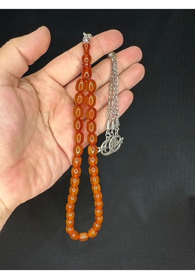 Toz Kehribar Tesbih Amber Renkli Kapsül Kesim 12mmx8mm T-591