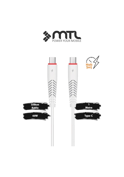 60w Pd Type-c To Type-c Ultra Hızlı Şarj Ve Data Kablosu 1 Metre Mt2111