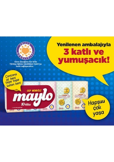 Maylo 500828 Kağıt Cep Mendil 10'Lu X 3 Paket