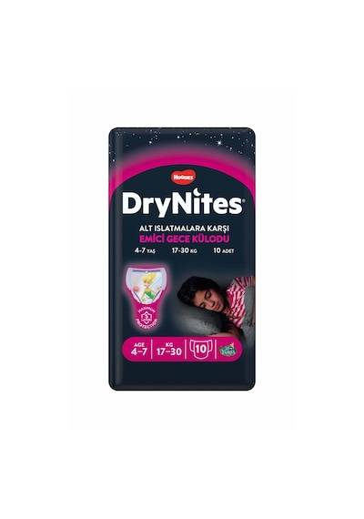 DryNites Huggies Emici Gece Külodu Kız 4-7 Yaş 17-30 Kg 10'lu