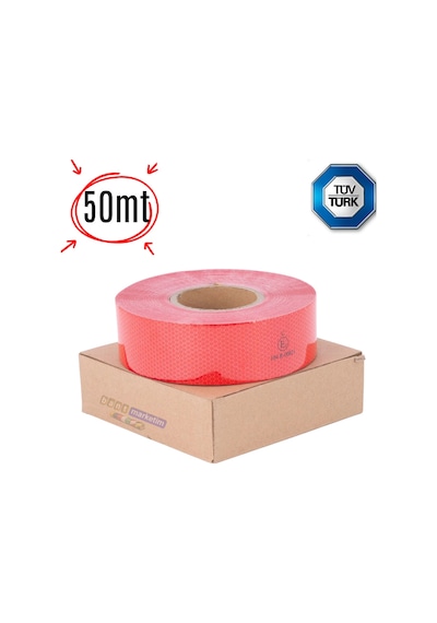 Reflektör Reflektif Petekli Şerit Bant 5 Cm X 50 Metre Kırm Tdrtr