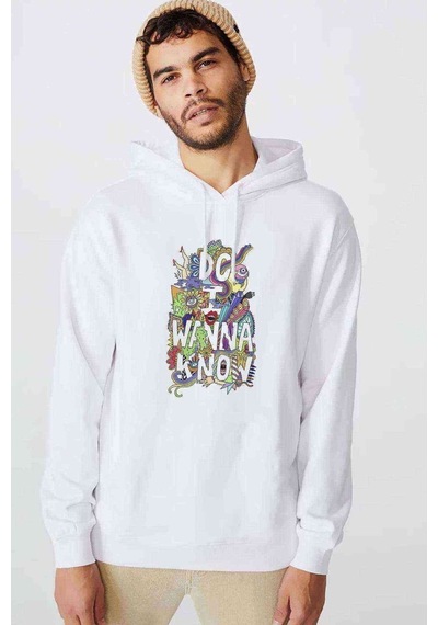 Arctic Monkeys Do I Wanna Know Baskılı Beyaz Erkek Kapşonlu Sweat