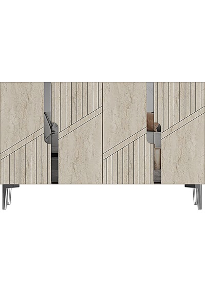Ka1228bts Evva Konsol Ve Tv Sehpası Beyaz-traverten-silver 120cm