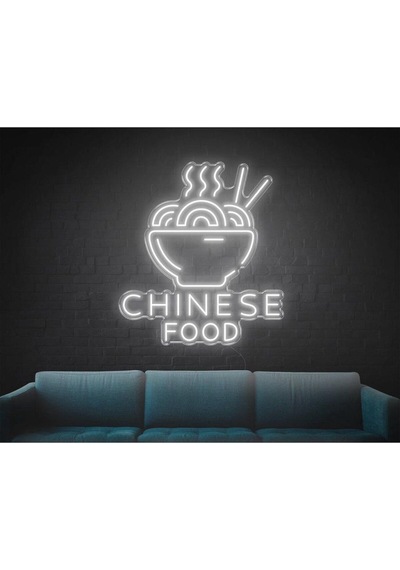 Chınese Food Yazılı Ve Şekilli Neon Tabela Beyaz
