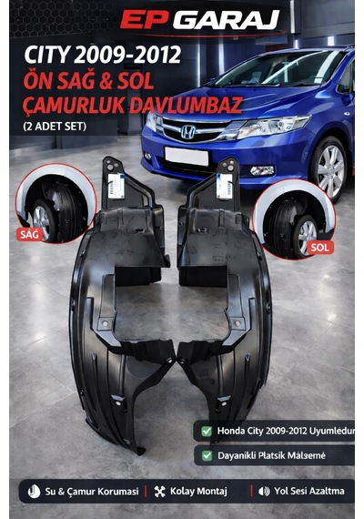 Honda Cıty 2009 2012 Model Sağ & Sol Çamurluk Davlumbaz Takımı