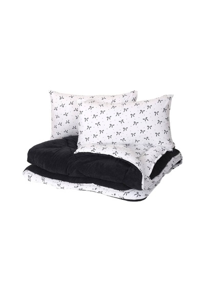 Welsoft Çift Kişilik Yorgan 195x215 Cm Çift Taraflı Ultra Yumuşak Silikon Dolgulu Siyah Siyah