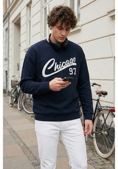 Buratti Pamuk Karışımlı Regular Fit Bisiklet Yaka Erkek Sweat 5905468S Indigo