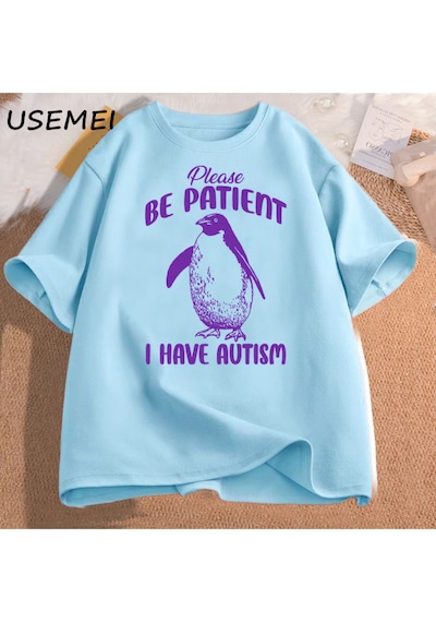 Flood Of Style Lütfen Sabırlı Olun Ben Otizm T Shirt Erkekler Pamuk Komik Meme T-shirt Unisex Tee Erkek T-sh Mavi