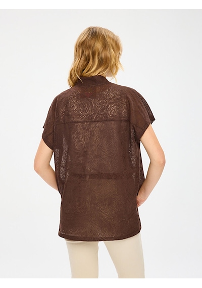 Faik Sönmez Resort Desenli Örme Yelek Kimono S26kmn008 Us26kmn00883 Koyu Kahve