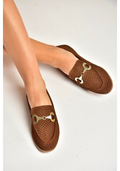 Fox Shoes Y291262402 Taba Süet Toka Detaylı Kadın Babet Taba