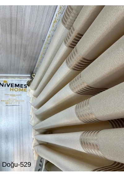 Nivemeshome Doğu Krem Ft671536 V-529 1/3 Sık Pileli Fon Perde Apm