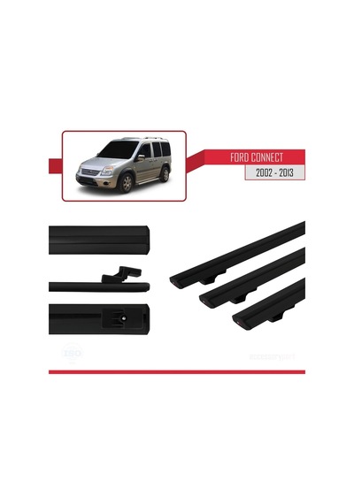 Ford Connect 2002-2013 Arası İle Uyumlu Basic Model Ara Atkı Tavan Barı Siyah 3 Adet