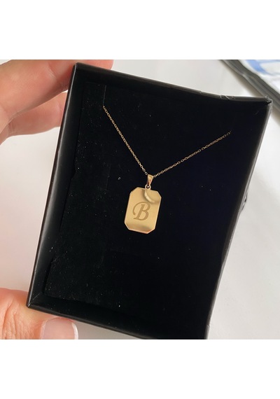 Simurg Jewellery 14 Ayar Altın Harfli Plaka Kolye