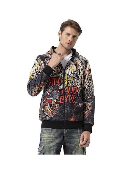 Cipo & Baxx Cl574 Kartal Desenli Kapşonlu Erkek Sweatshirt Siyah
