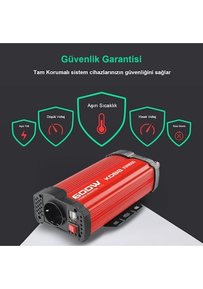 Kbn600 12v/220v 600watt Modifiye Sinüs Dönüştürücü İnvertör Standart