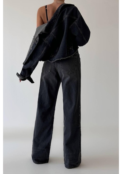 Lacarino 7650 Baggy Flare Kadın Jean Pantolon Brown Tint