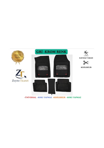 Peugeot 5008 Crossover 2017 Uyumlu 4 Cm Derin Havuzlu 3d Universal Oto Paspas Siyah-gri