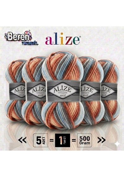 Superlana Maxi Batik 5 Li Paket 7922 Kazak Hırka Ve Atkı İçin Kalın Örgü İpliği