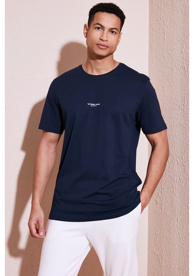 Buratti % 100 Pamuk Bisiklet Yaka Regular Fit Erkek T Shirt 5902757 Indigo