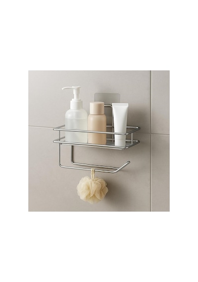 Alper Banyo Mat Siyah Güçlü Yapışkanlı Raflı Tuvalet Kağıtlığı