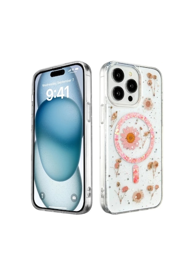 Apple İphone 14 Pro Max Kılıf Daisy Simli Magsafe Kapak - Pembe 0.2M-Çok Renkli