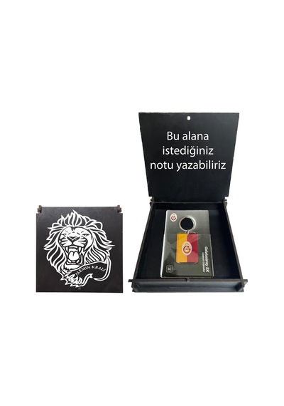 Galatasaray Lisanslı Sarı Kırmızı Anahtarlık Aslan Ahşap Kutulu Siyah