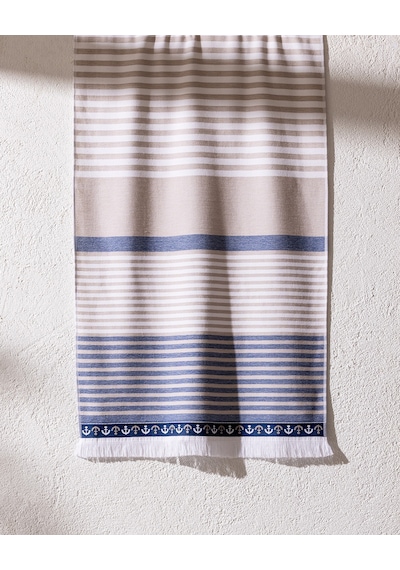 Alix %100 Pamuk Plaj Havlusu - Bej/lacivert - 70x150 Cm 8684427310359 Çok Renkli