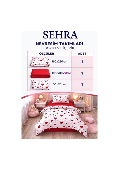 Tr Lüks%80 Pamuklu Tek Kişilik Nevresim Takımı Çocuk Desen Kırmızı Araba Desen + Lastikli Çarşaf +1 Adet Yast Genel