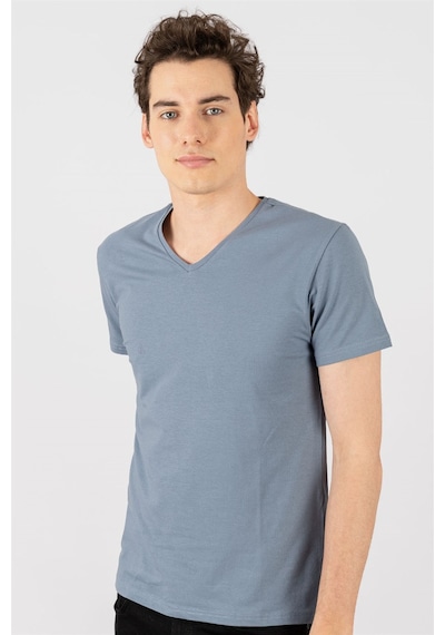 Tudors 20387 Slim Fit Dar Kesim V Yaka Kısa Kol Basic Erkek Tişört Gri Tudors 20387 Slim Fit Dar Kesim V Yaka Kısa Kol Basic Erkek Tişört Gri