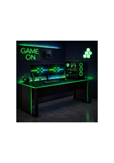 Trex Oyuncu Masası Gaming Bilgisayar Masası Geniş Çalışma Alanlı Modern Pc Masası Siyah - Yeşil Trex Oyuncu Masası Gaming Bilgisayar Masası Geniş Çalışma Alanlı Modern Pc Masası Siyah - Yeşil