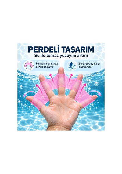 Silikon Yüzme El Paleti Parmak Arası Perdeli Su Egzersizi Eldiveni Pembe-s Pembe-s