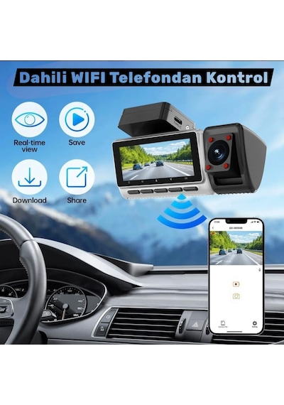 3 Kameralı 2k Ultra Hd Wi-fi Araç Kamera Seti