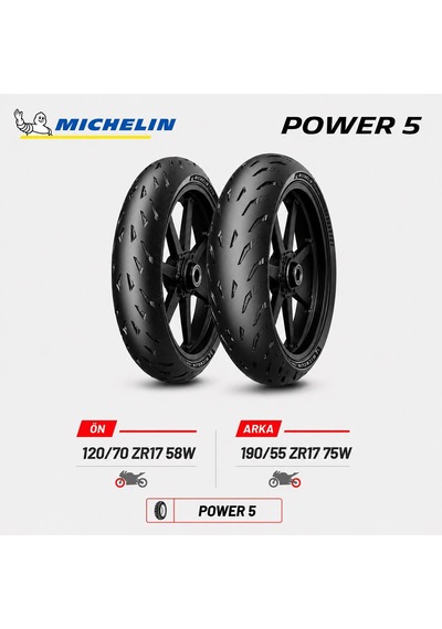 Michelin Power 5 120/70 Zr17 58w - 190/55 Zr17 75w Ön Arka Motosiklet Lastik Takımı